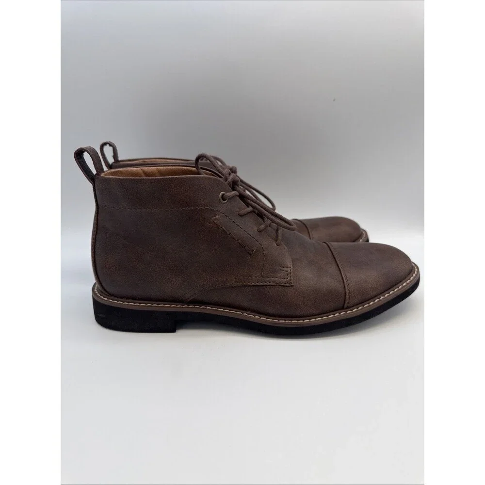 Tommy Hilfiger Men's Gibby Boots 8.5 Leather Lace-Up Old Money Classic Heritage